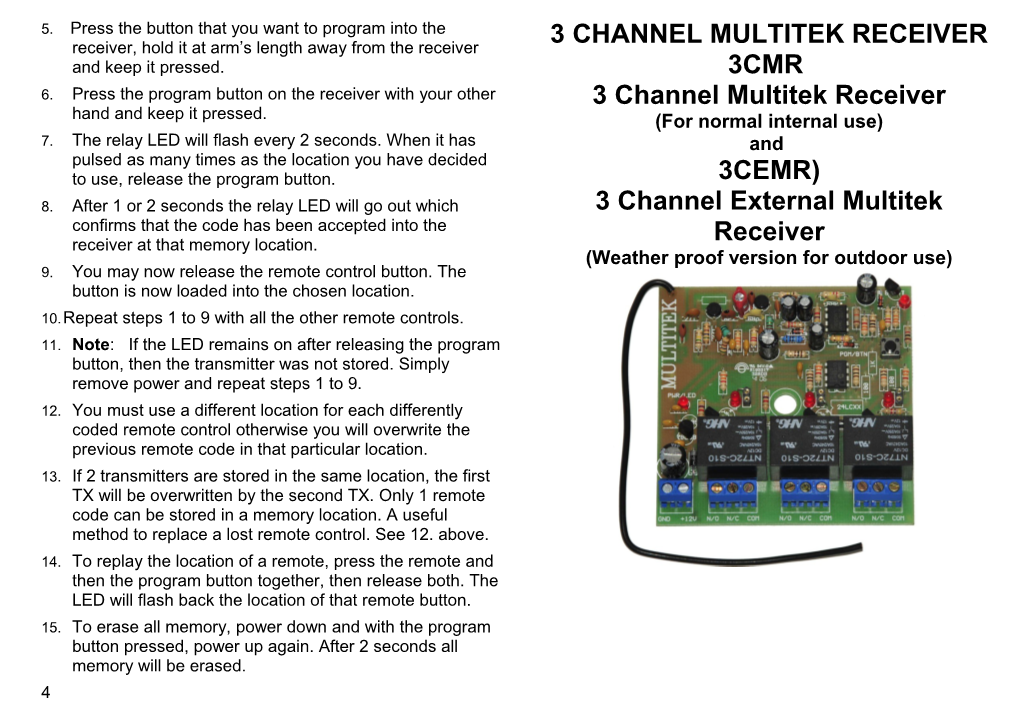 1 Channel Mains Multitek Receiver