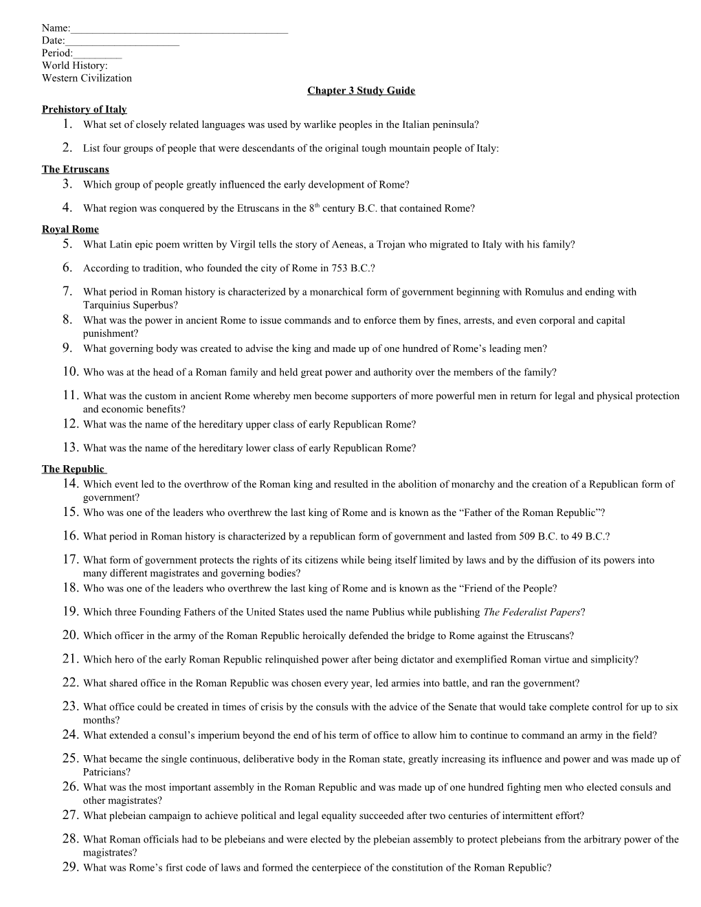 Chapter 3 Study Guide s2