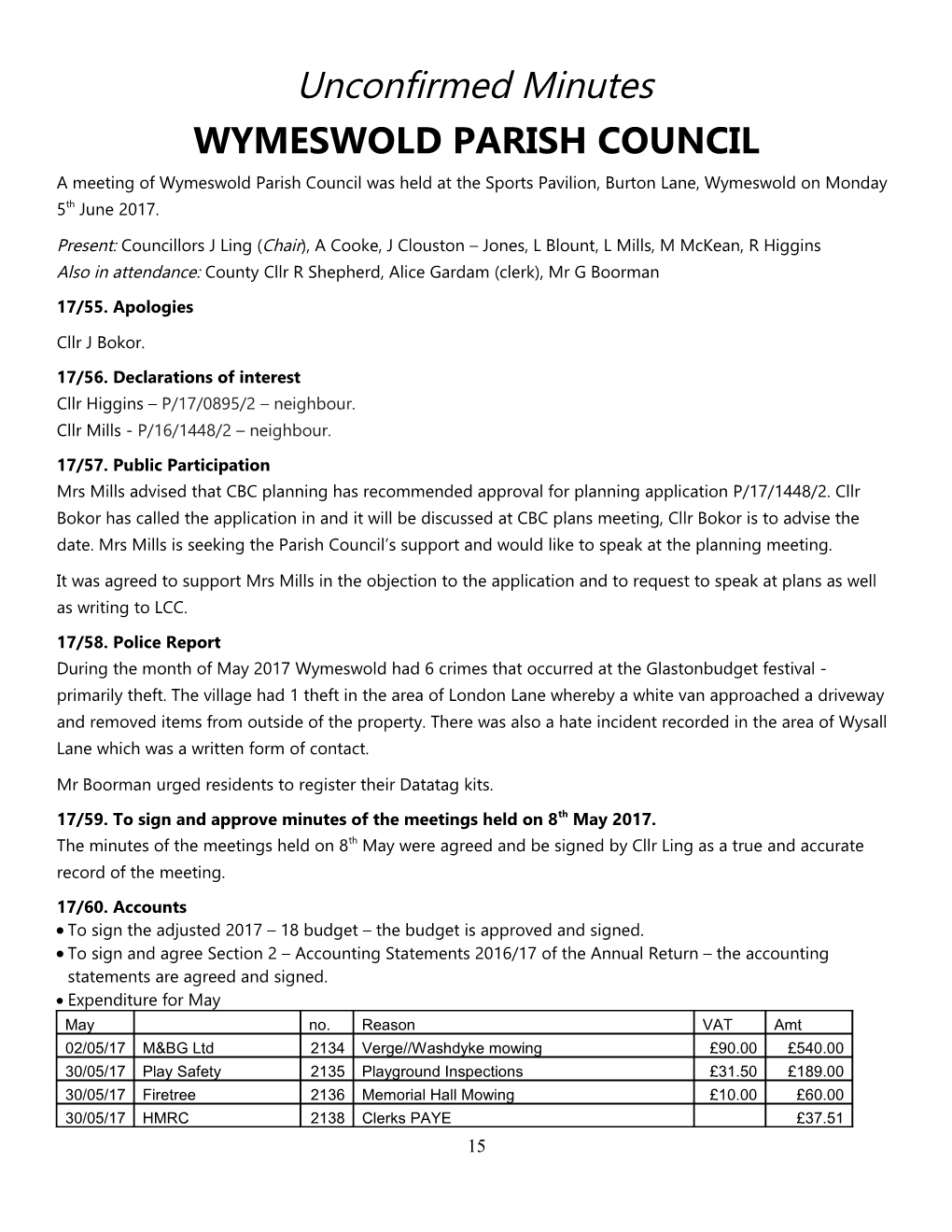 Wymeswold Parish Council
