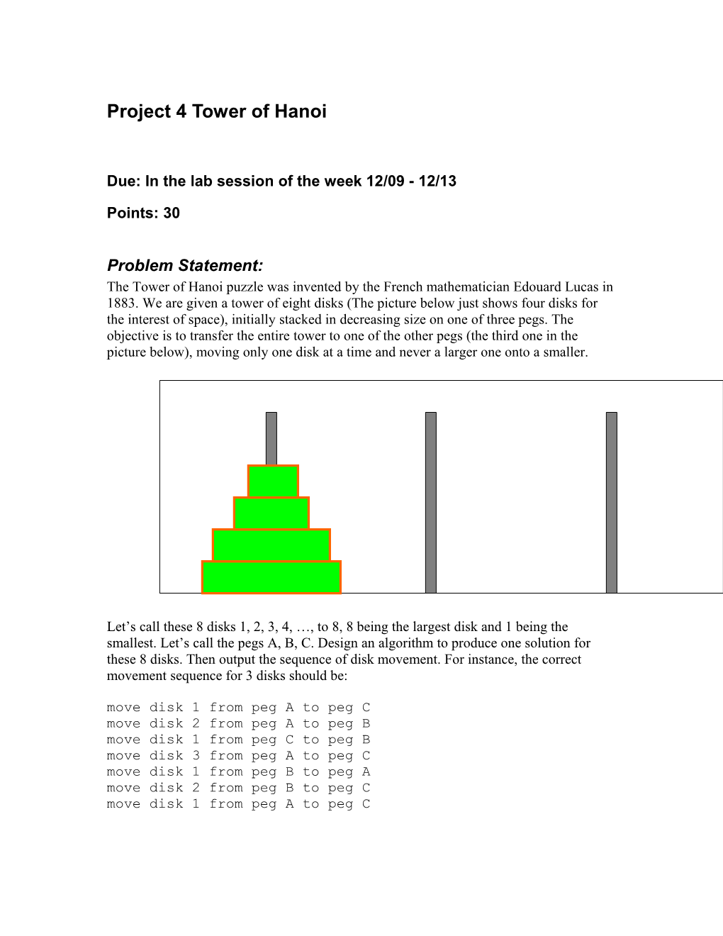 Project 4 Tower of Hanoi