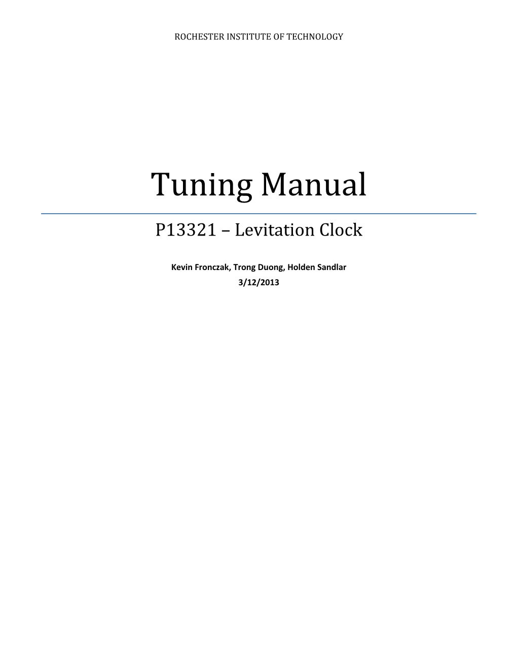 Levitation Clock Tuning Manual P13321-DOC-TUNEW