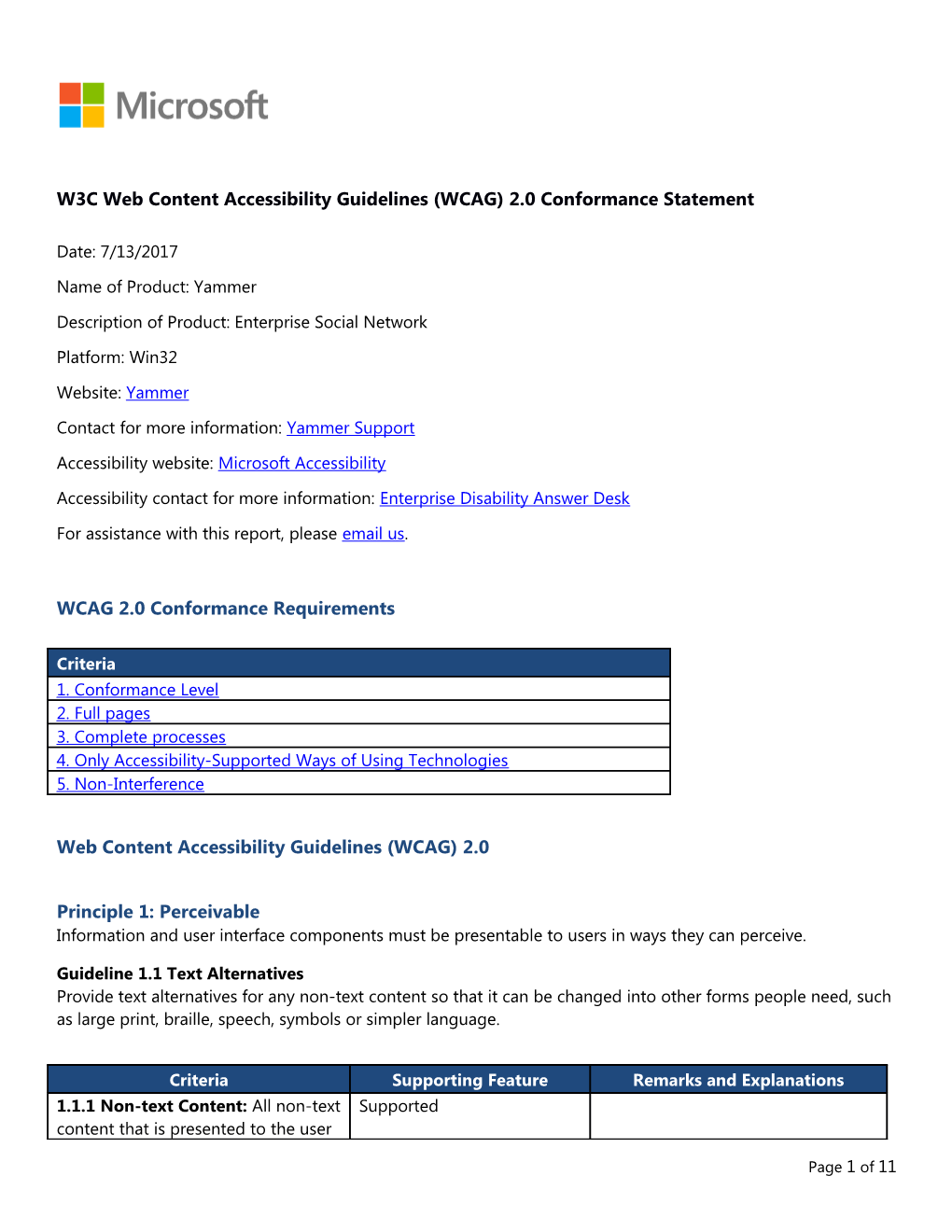 W3C Web Content Accessibility Guidelines (WCAG) 2.0 Conformance Statement s12