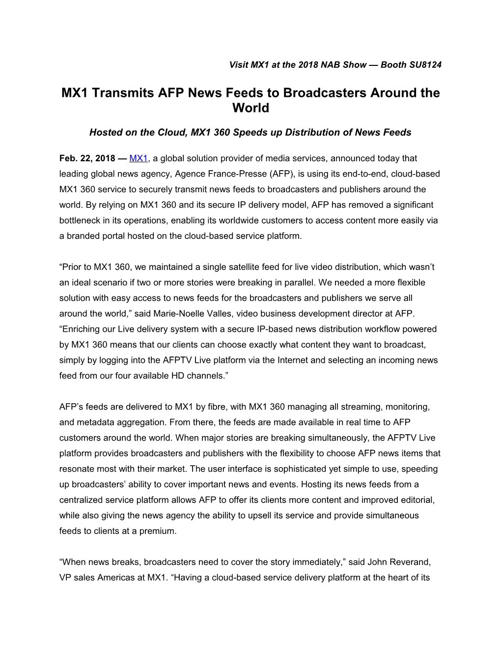 Visit MX1 at IBC2017 Stand 1