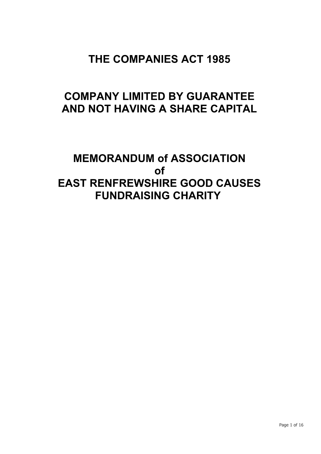 Memorandum & Articles of Association