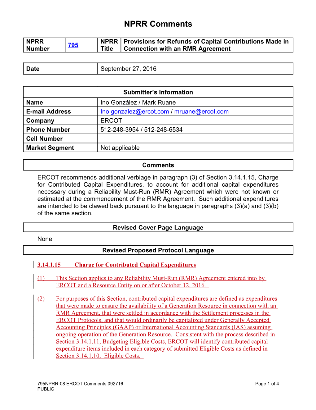 3.14.1. 15Charge for Contributed Capital Expenditures