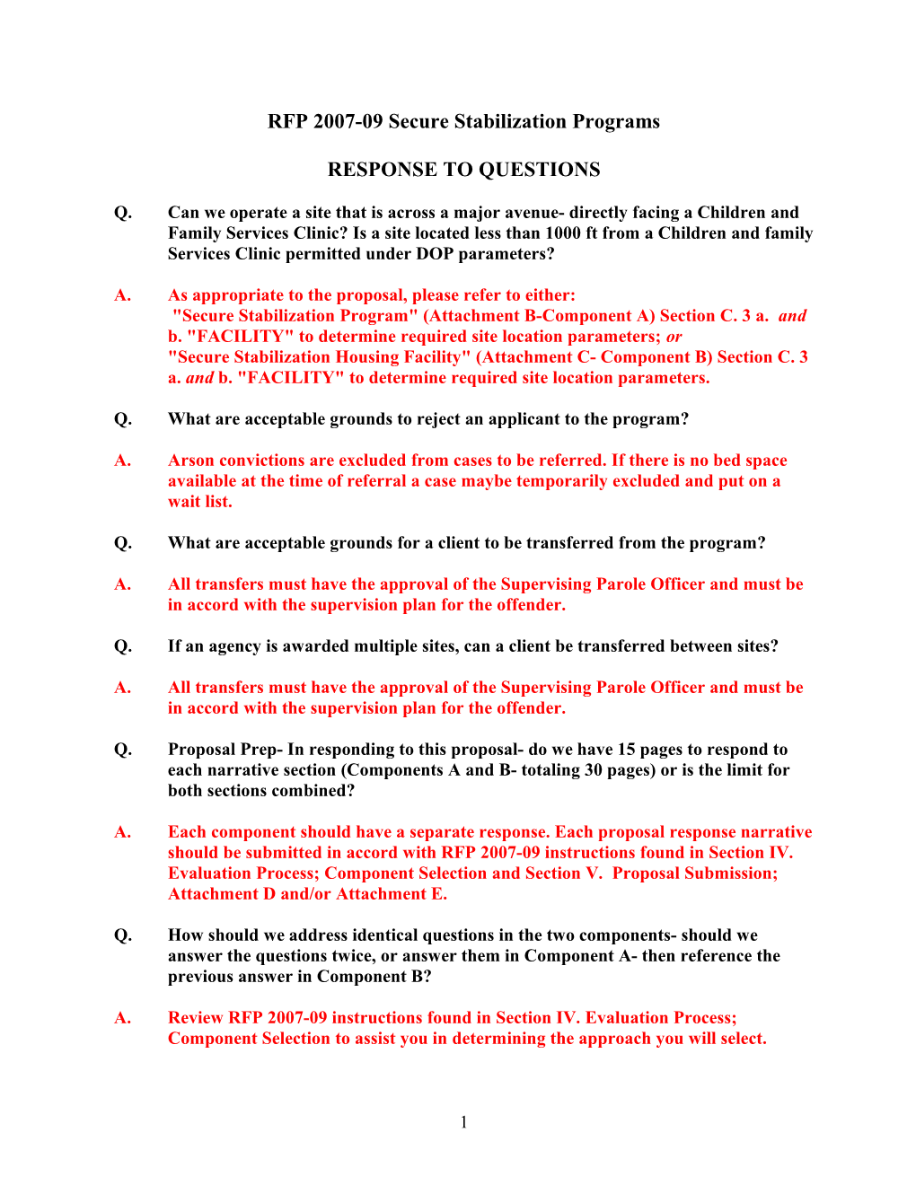 RFI 2007-12 Offender Monitoring Services