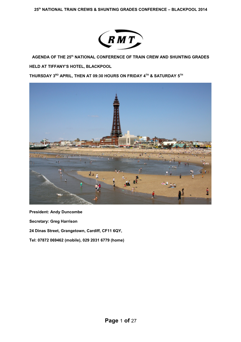25Th NATIONAL TRAIN CREWS & SHUNTING GRADES CONFERENCE BLACKPOOL 2014
