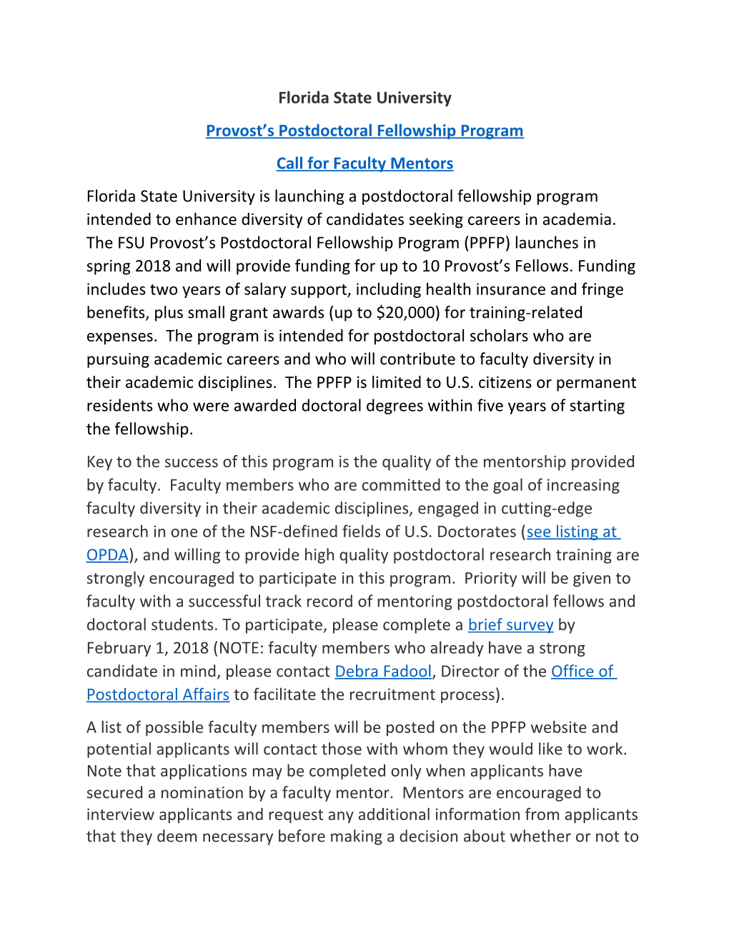 Provost S Postdoctoral Fellowship Program