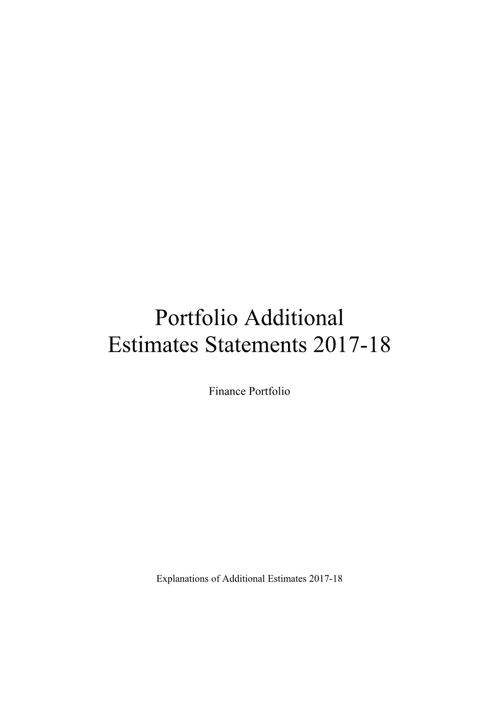 Portfolio Additional Estimates Statements 2017-18