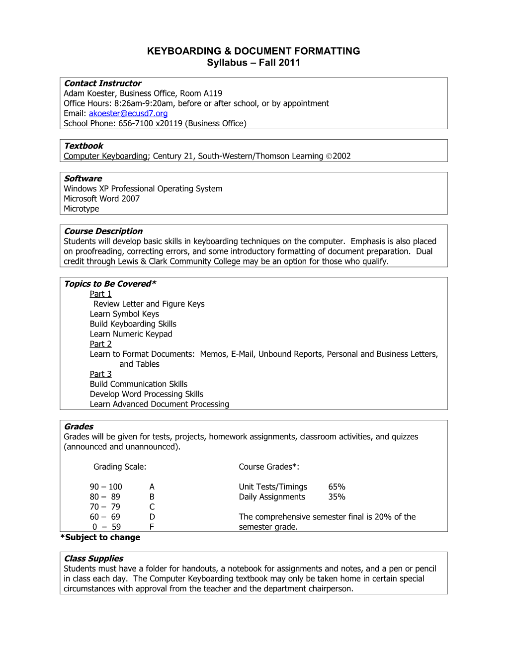 Keyboarding & Document Formatting