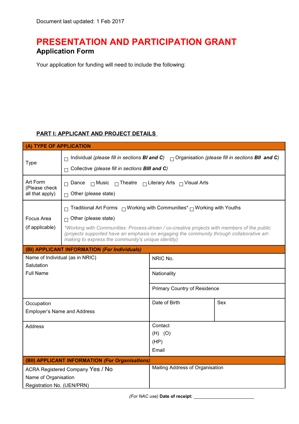 Presentation and Participation Grant