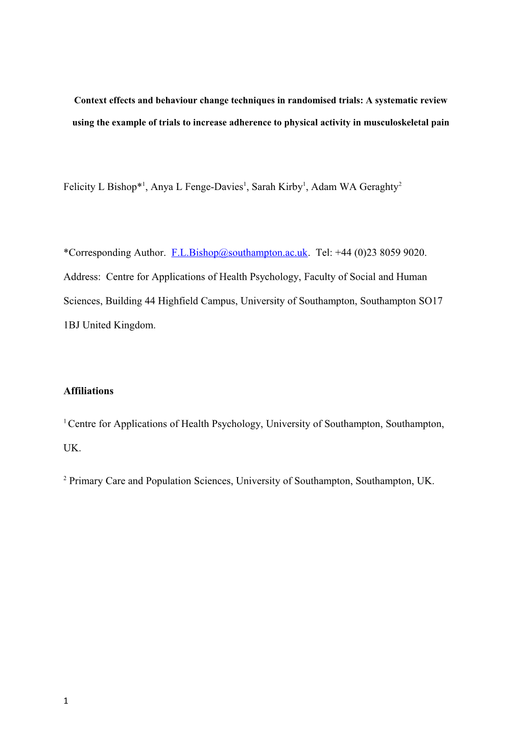 Context Effects and Behaviour Change Techniques in Randomised Trials: a Systematic Review