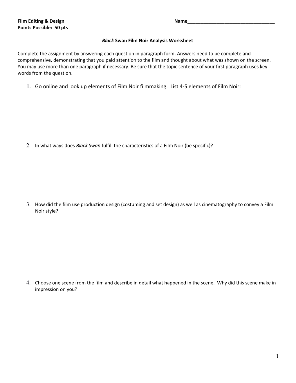 Film Study Worksheet