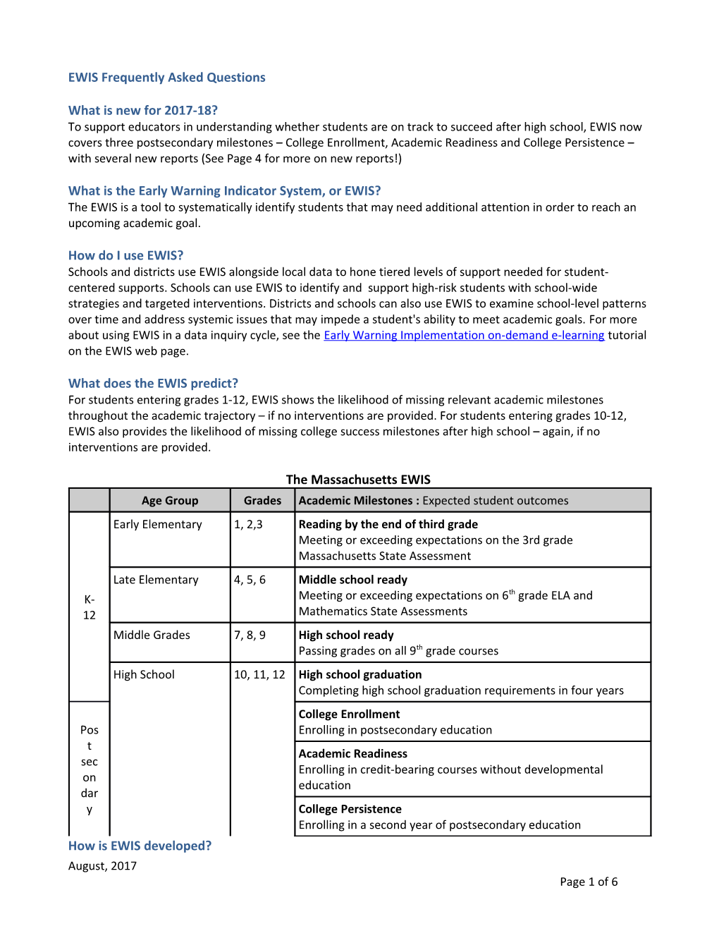 EWIS Frequently Asked Questions