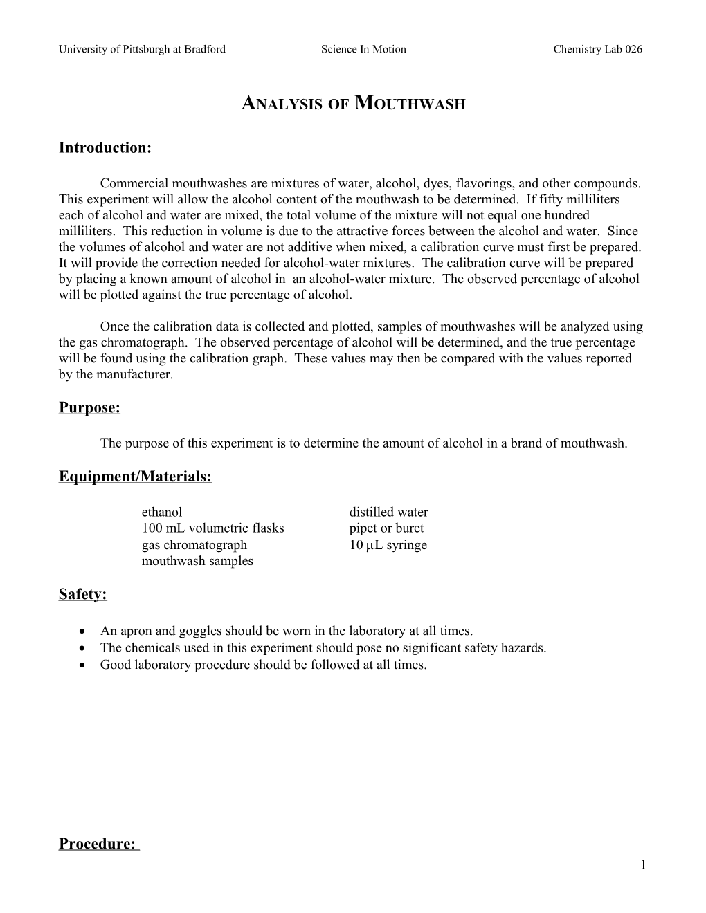 Analysis of Mouthwash