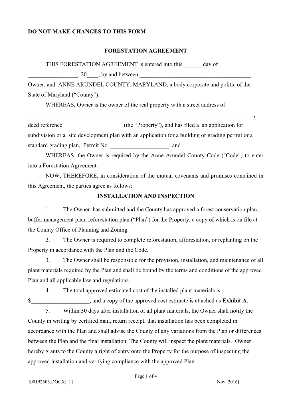 Forestation Agreement Revised 2016 Final (00192503)