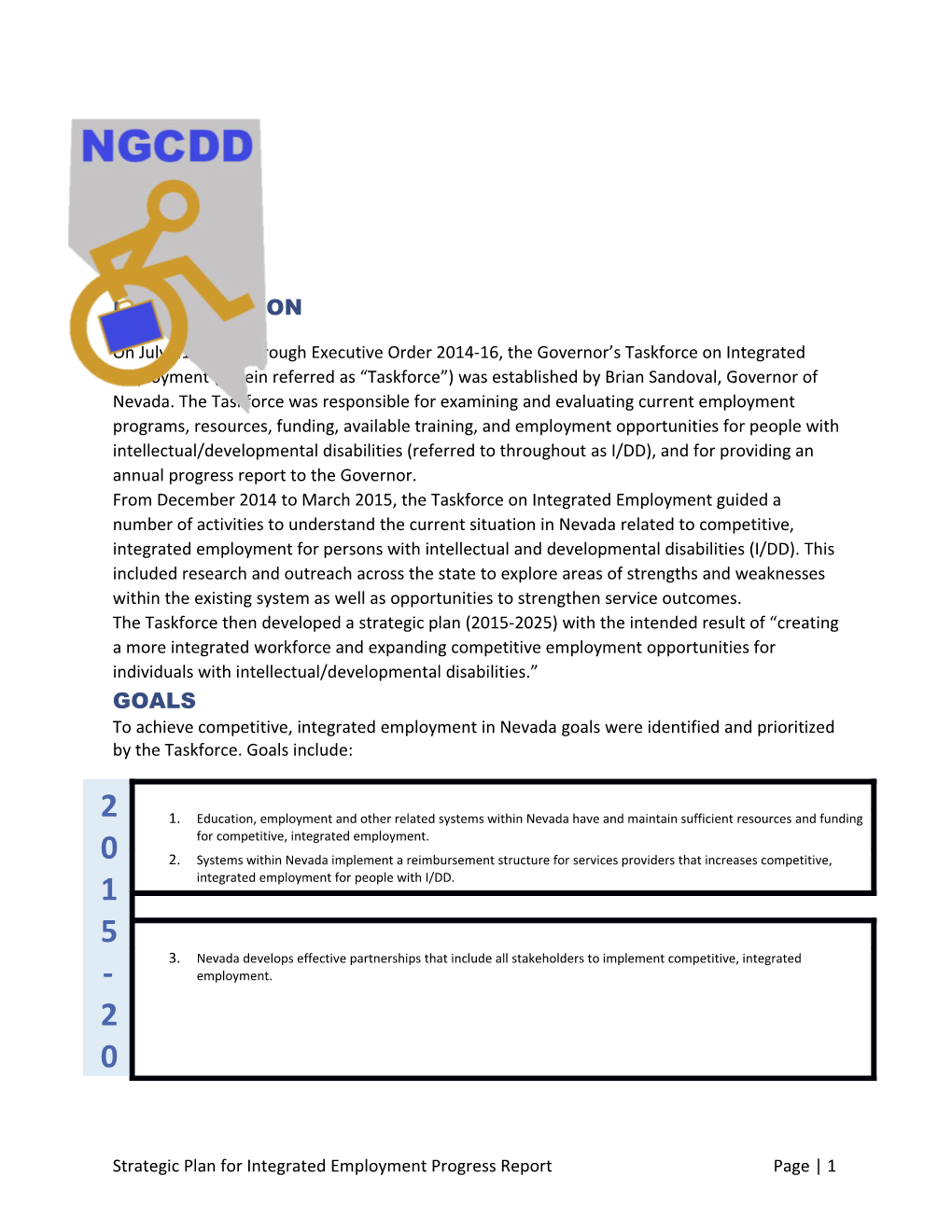 Nevada S Strategic Plan on Integrated Employment