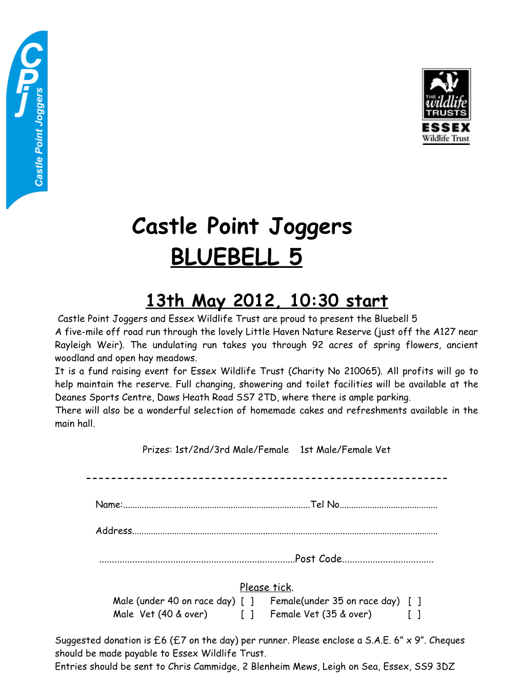 Castle Point Joggers and Essex Wildlife Trust Are Proud to Present the Bluebell 5