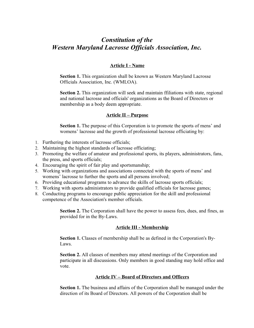 WMLOA Inc Constitution - Approved V1