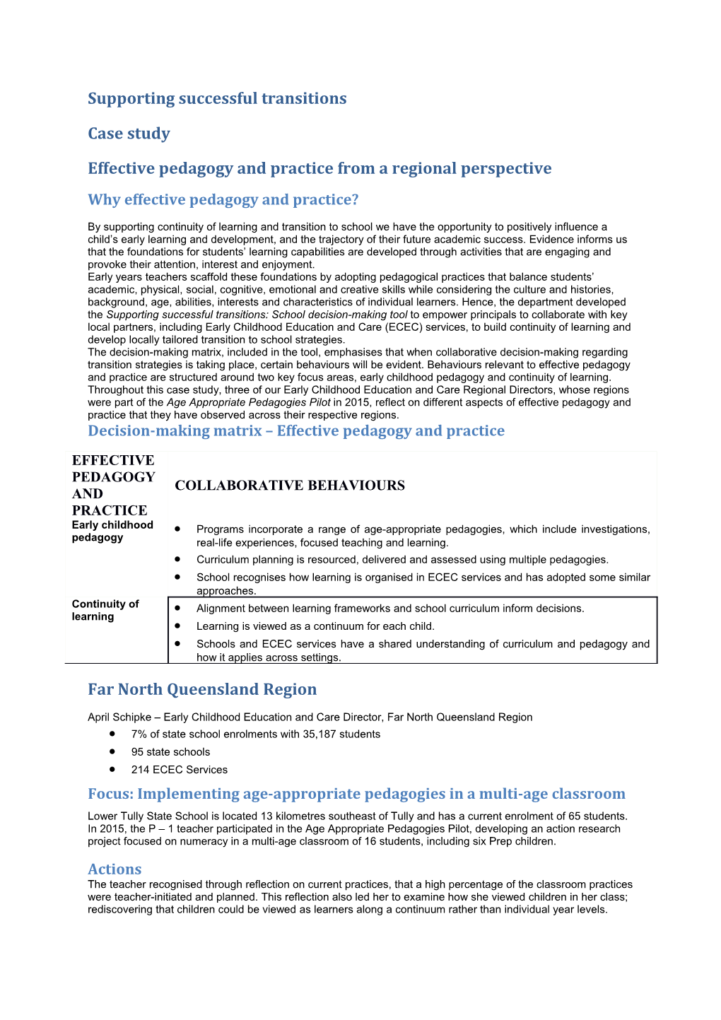 Effective Pedagogy and Practice from a Regional Perspective