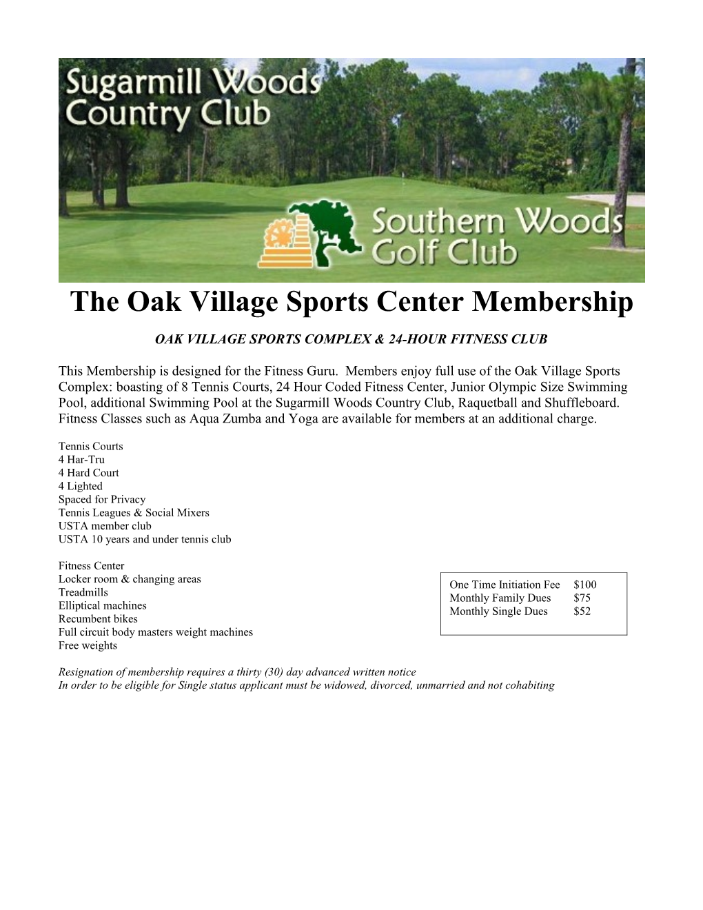 The Oak Village Sports Center Membership