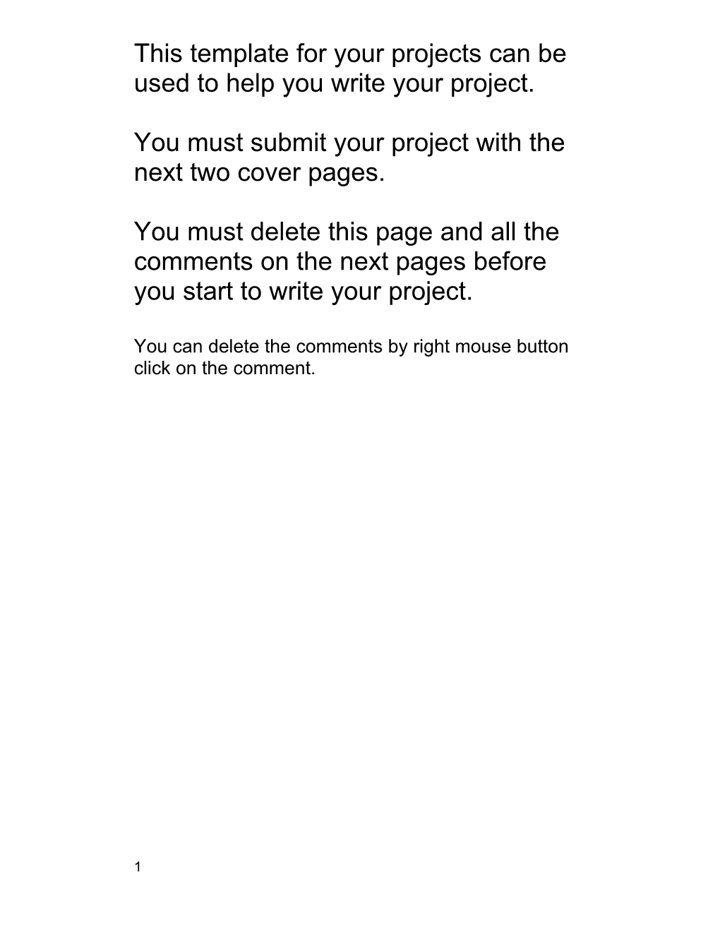 You Must Submit Your Project with the Next Two Cover Pages