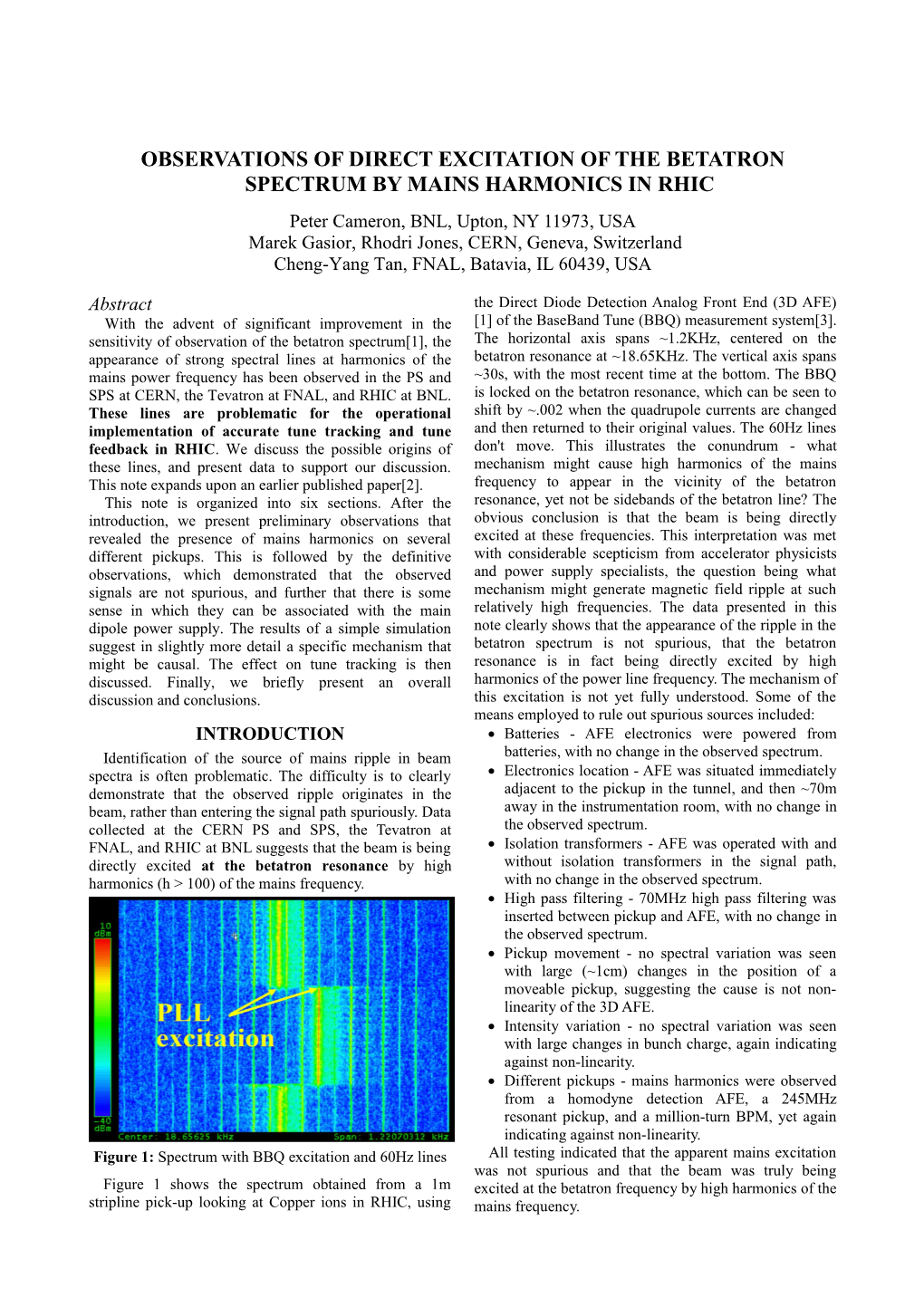 Observations of Direct Excitation of the Betatron Spectrum by Mains Harmonics in RHIC