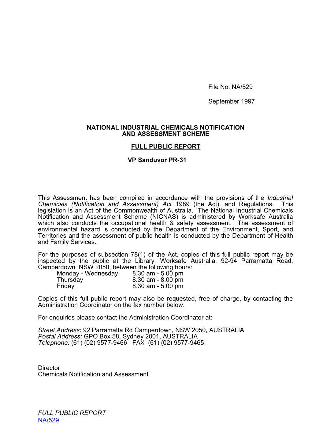 National Industrial Chemicals Notification s12