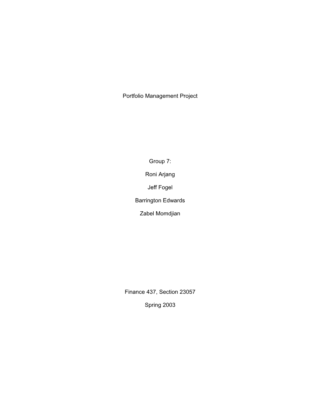 Portfolio Management Project