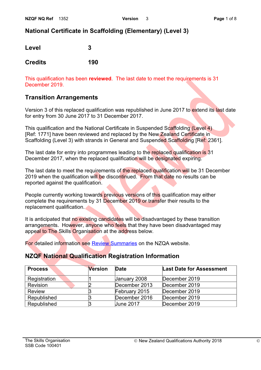 1352 National Certificate in Scaffolding (Elementary) (Level 3)