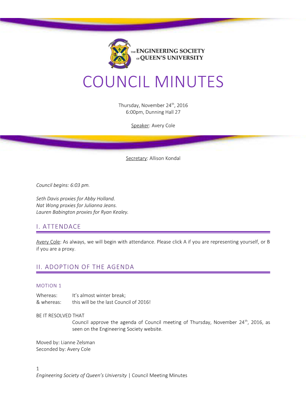 Council Minutes