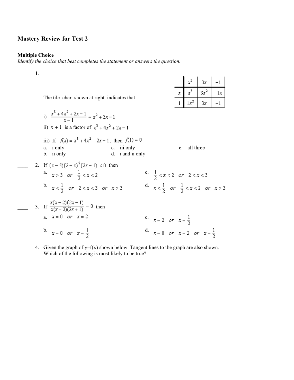 Mastery Review for Test 2