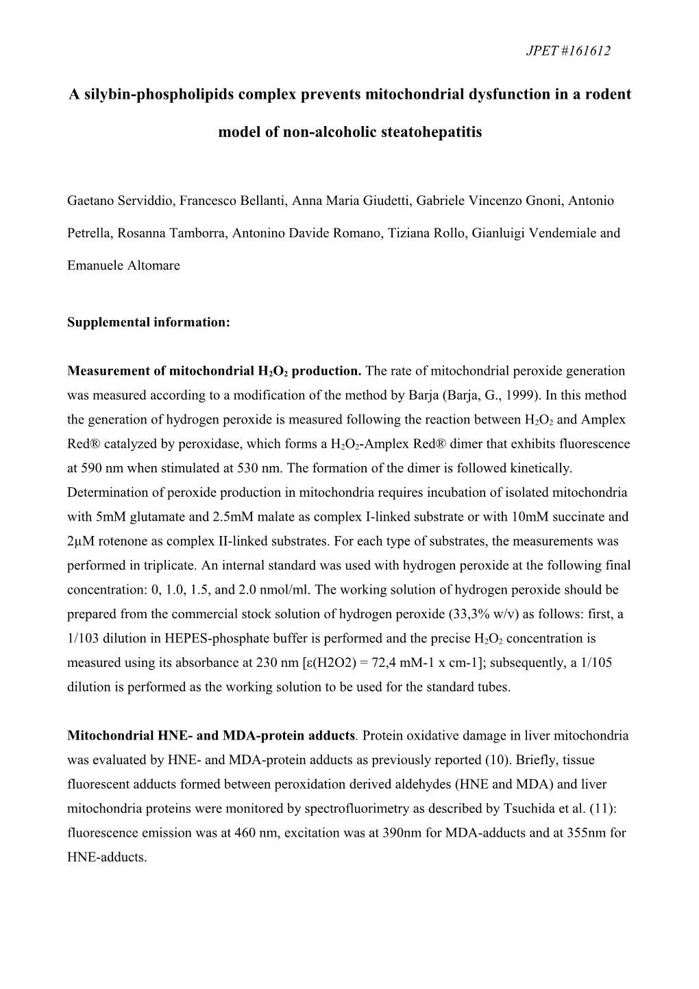 A Silybin-Phospholipids Complex Prevents Mitochondrial Dysfunction in a Rodent Model Of