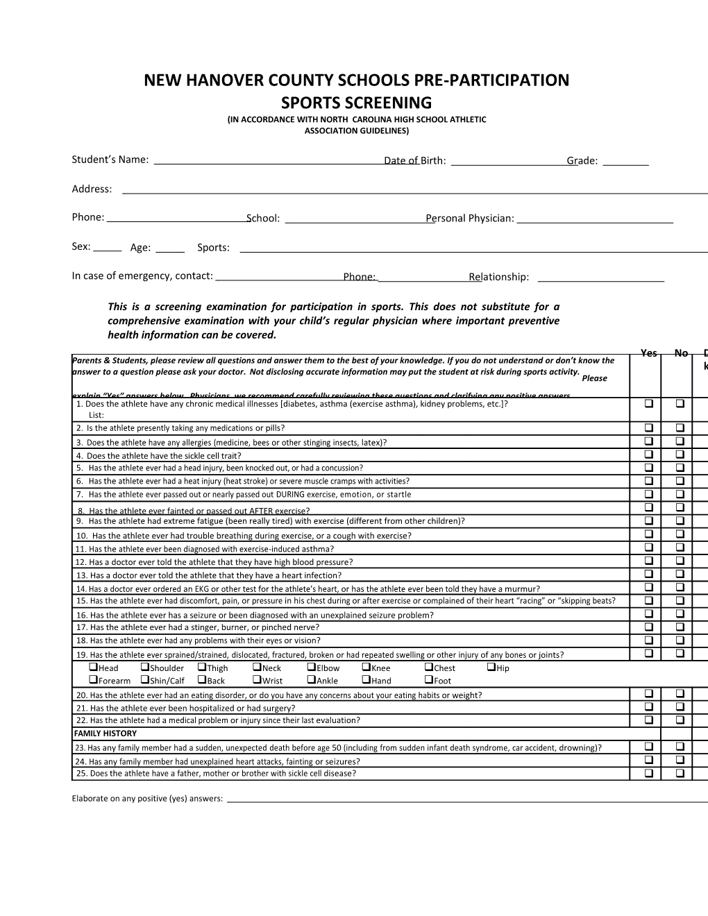 Newhanovercountyschoolspre-Participationsportsscreening