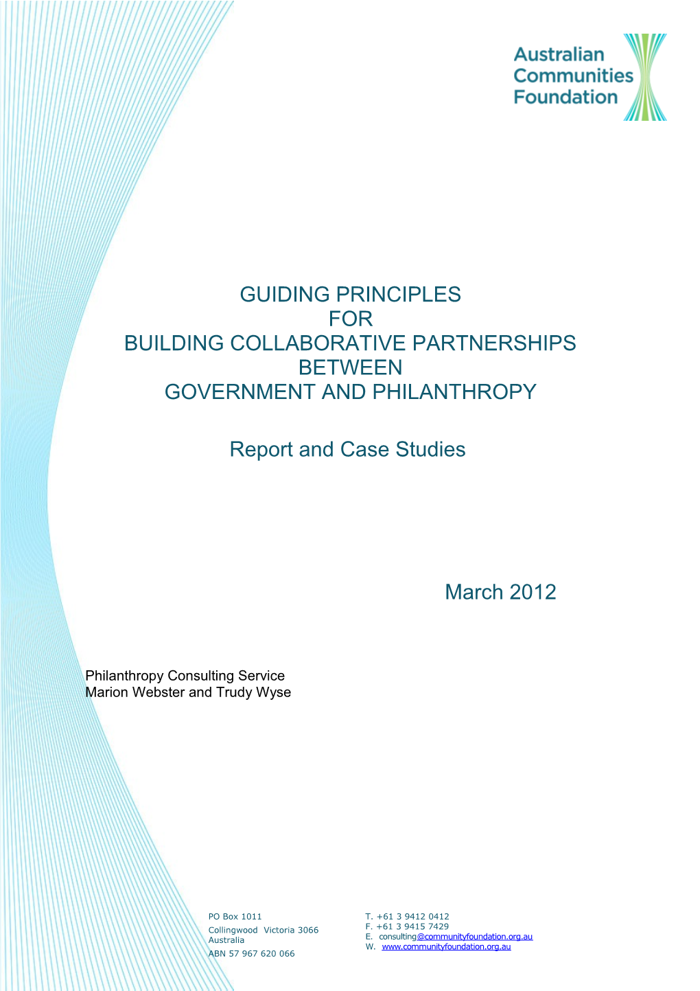 Guiding Principles for Building Collaborative Partnerships Between Government and Philanthropy