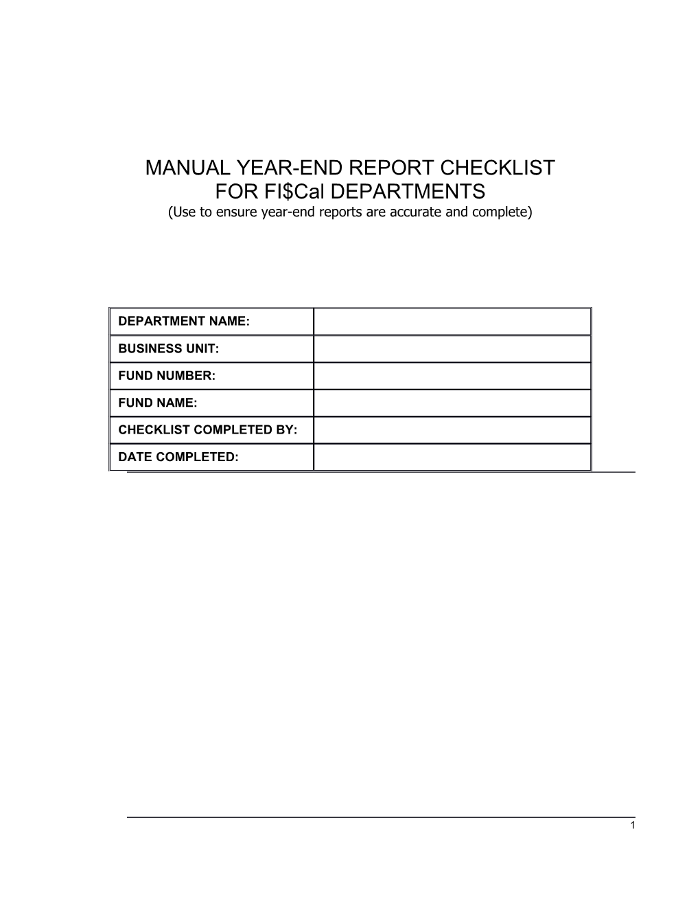 Manual Year-End Report Checklist