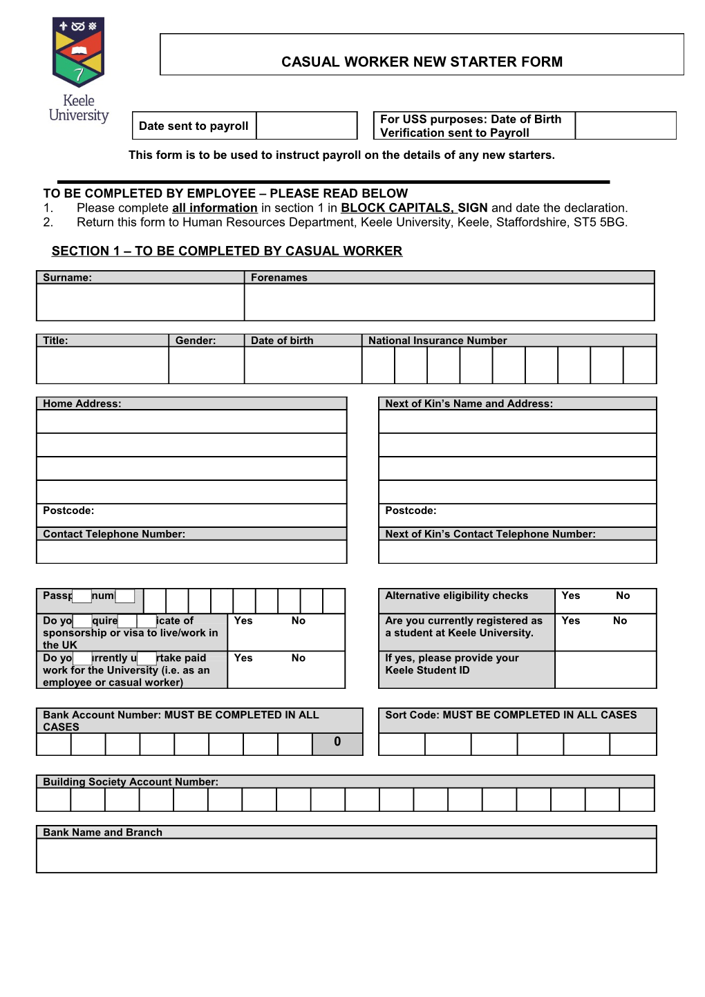 This Form Is to Be Used to Request Variation to Existing Contracts of Employment