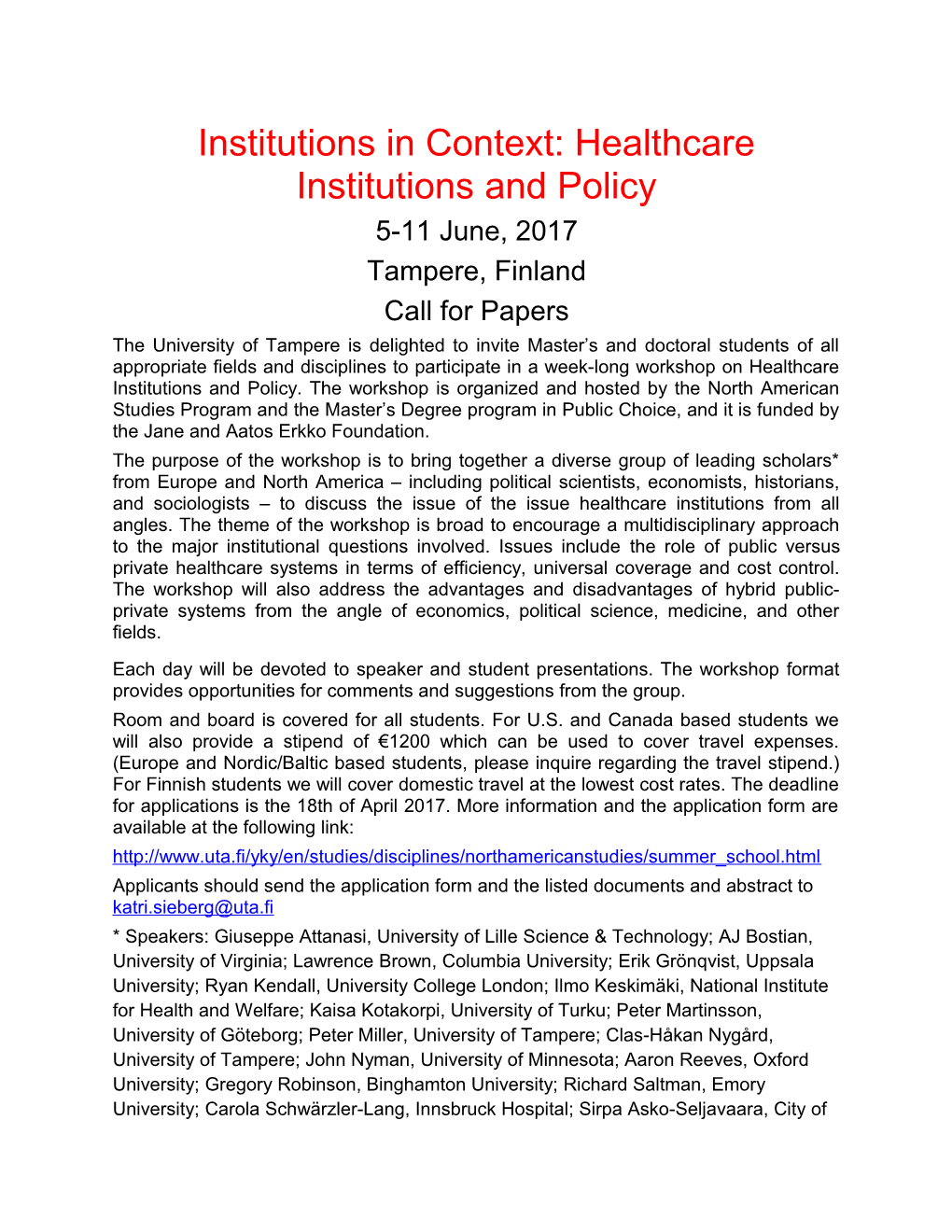 Institutions in Context: Healthcare Institutions and Policy