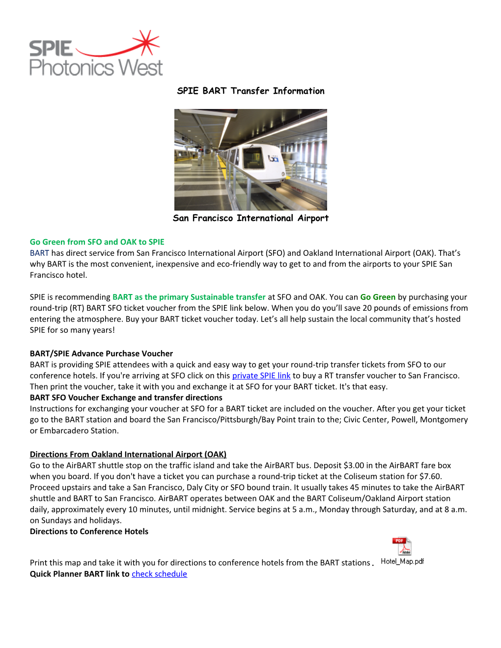 SPIE BART Transfer Information