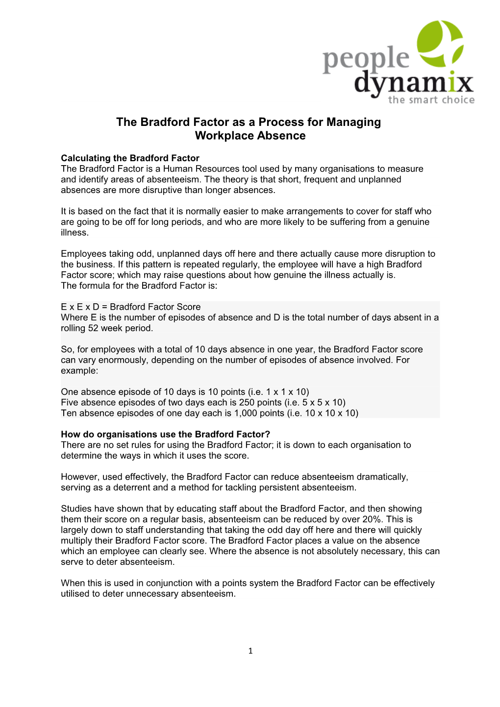 The Bradford Factor As a Process for Managing