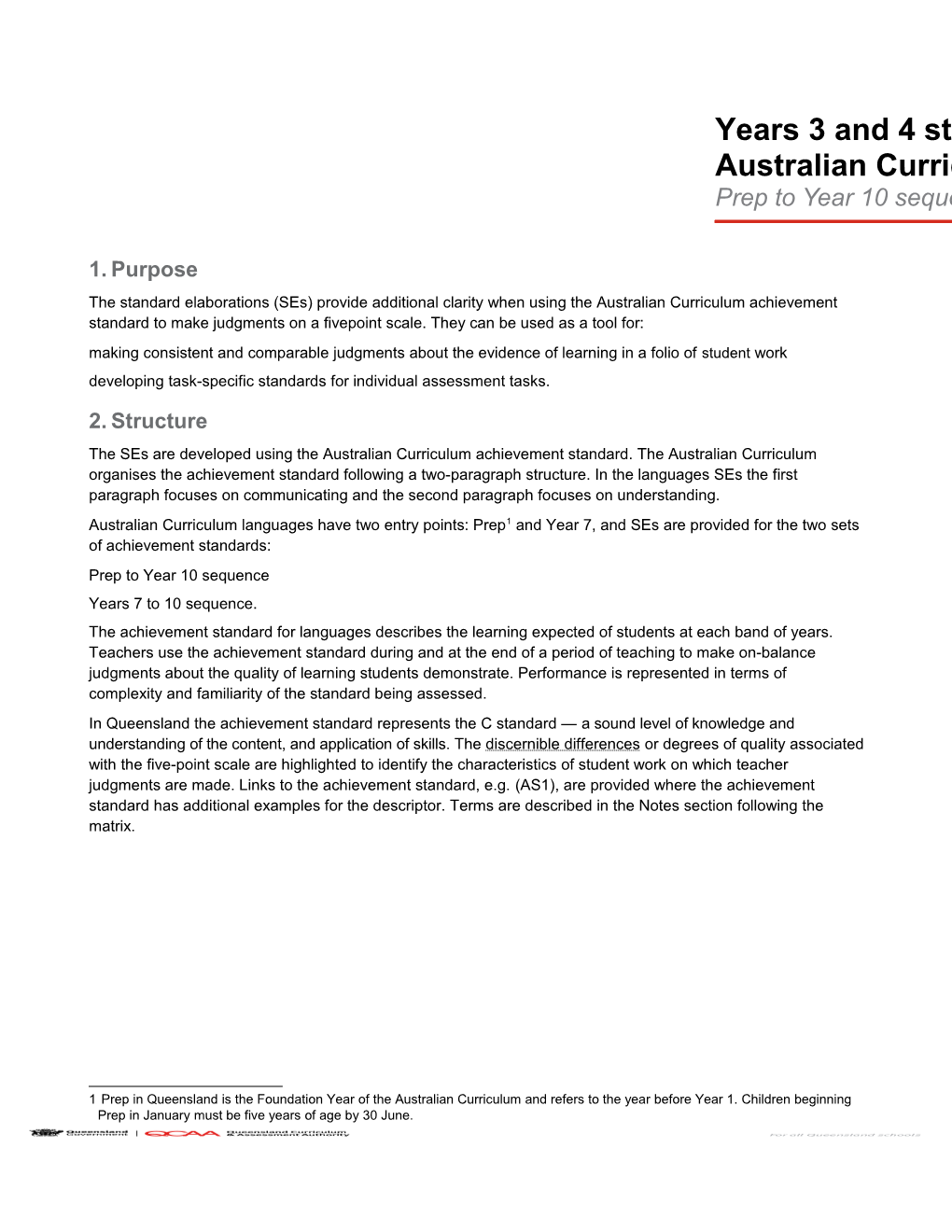 Years 3 and 4 Standard Elaborations Australian Curriculum: Spanish