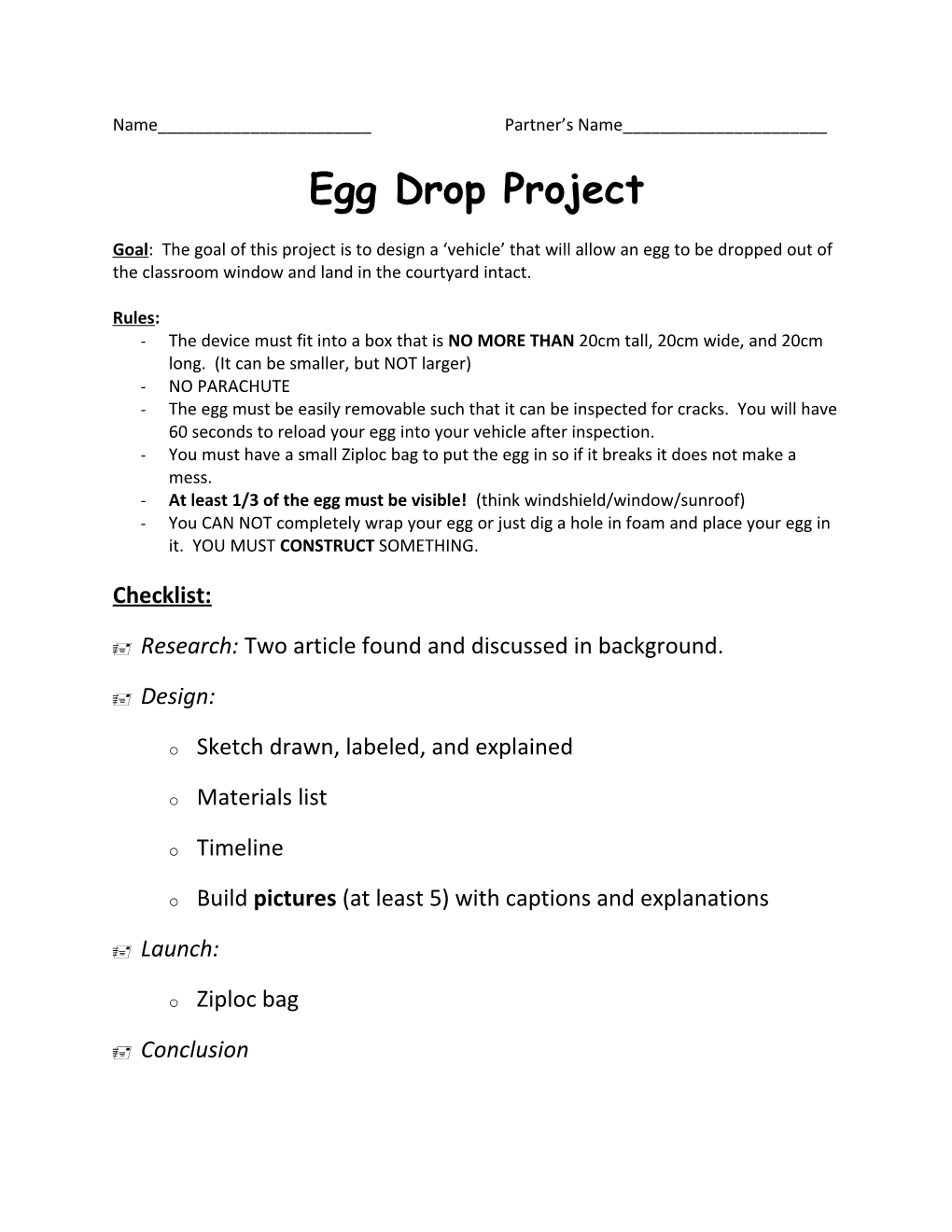 Egg Drop Project s1