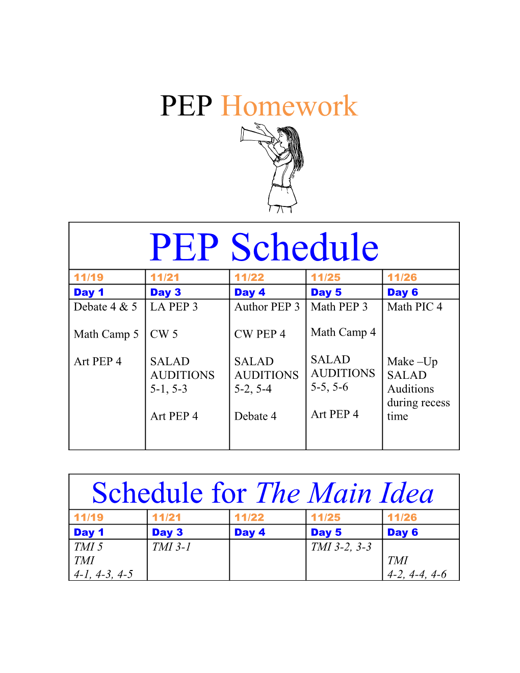 Math PEP, PIC, CAMP