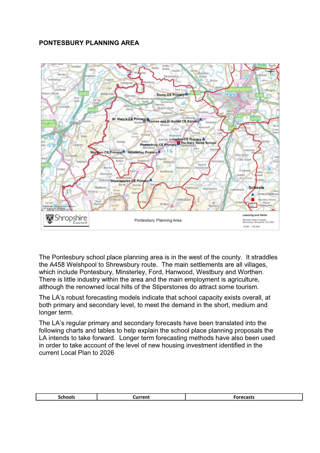 Pontesbury PLANNING AREA