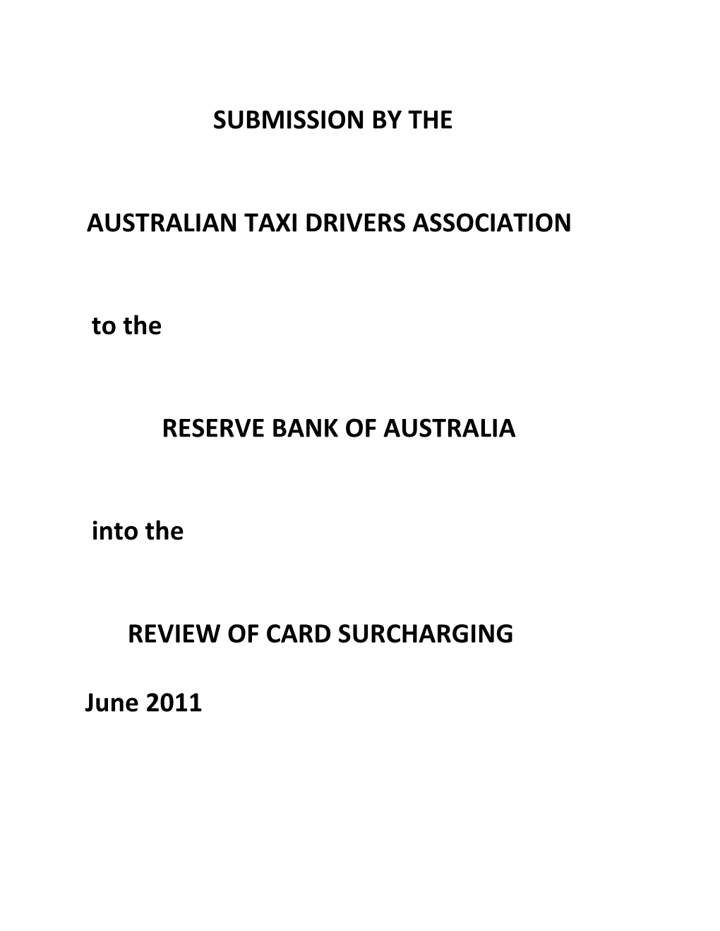 REVIEWOF CARD SURCHARGING June2011