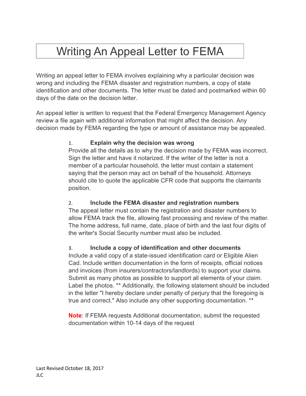 Writing an Appeal Letter to FEMA