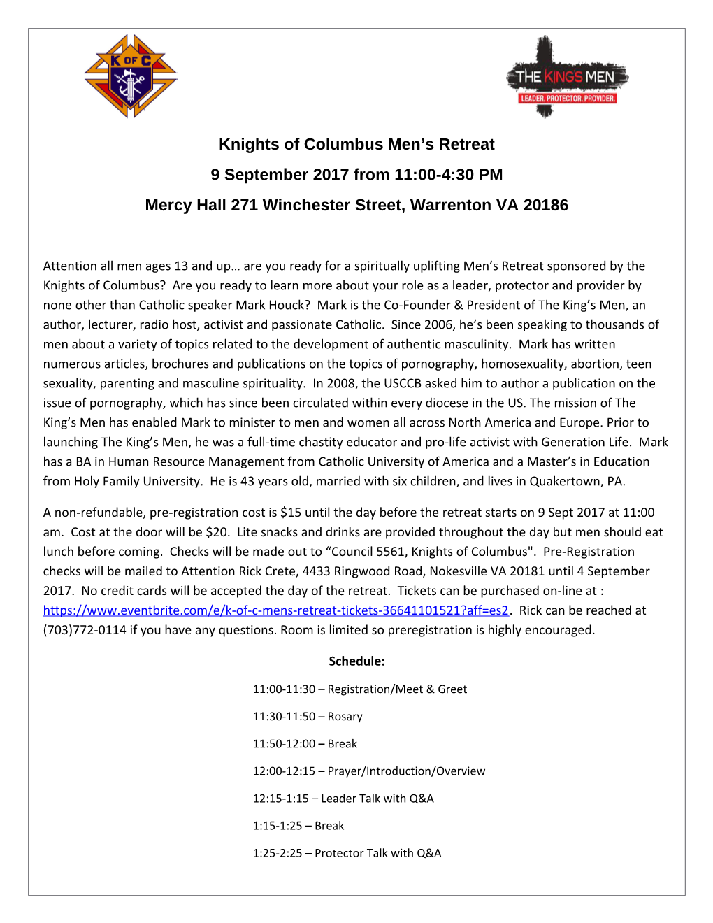 Knights of Columbus Men S Retreat