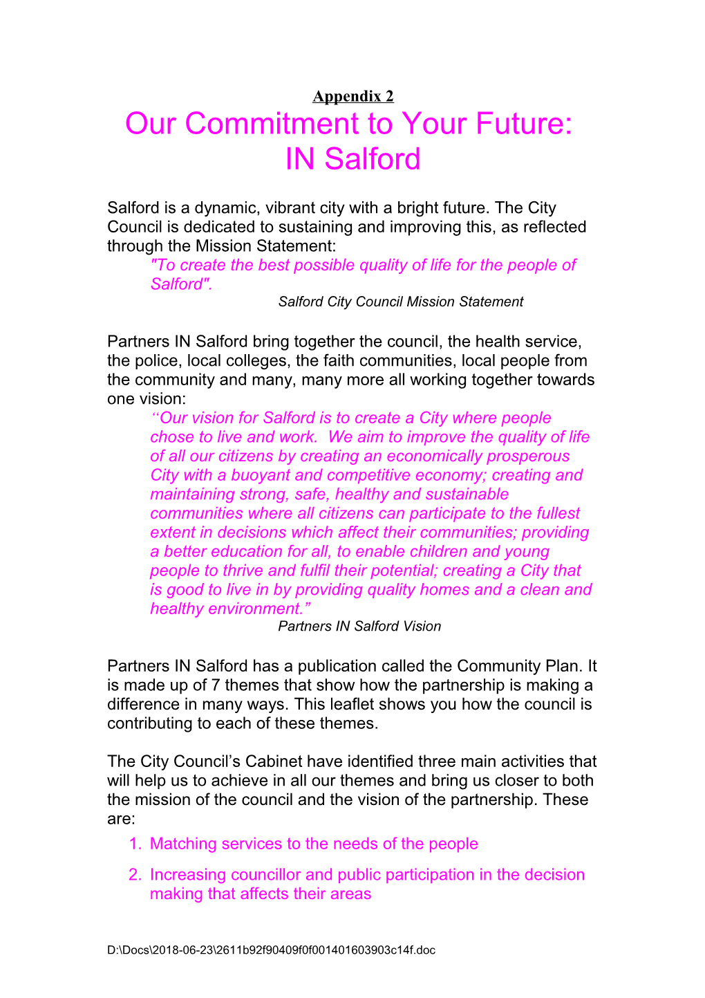 Mission Salford City Council