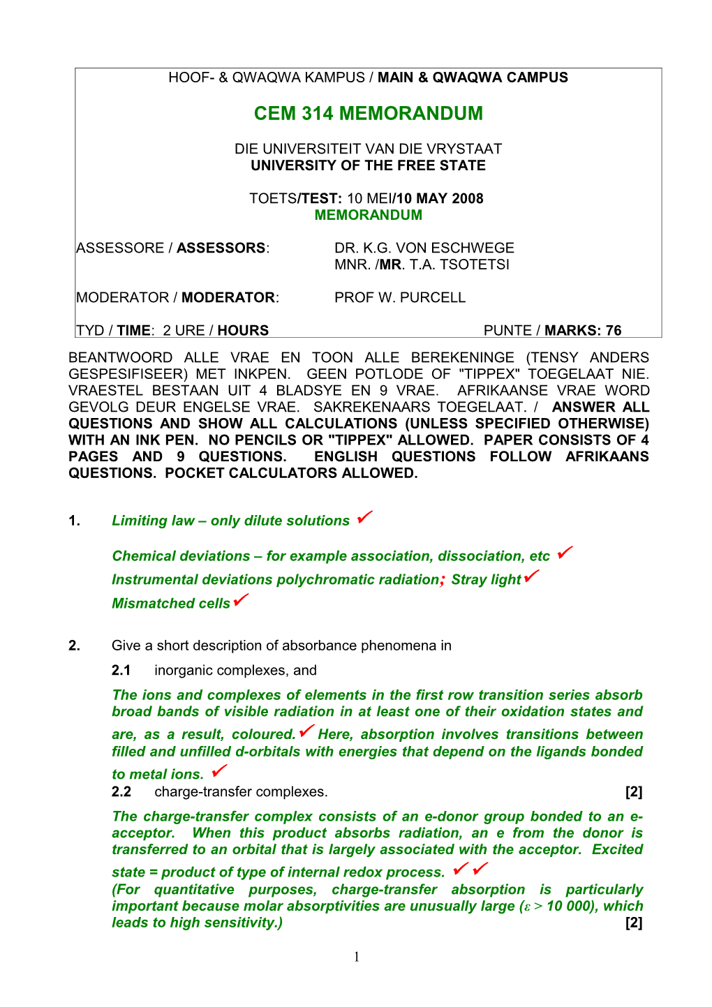 1. Limiting Law Only Dilute Solutions P