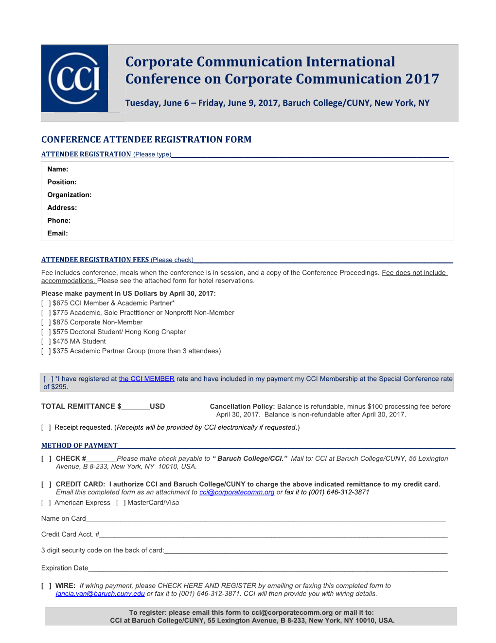 Conference Attendee Registration Form